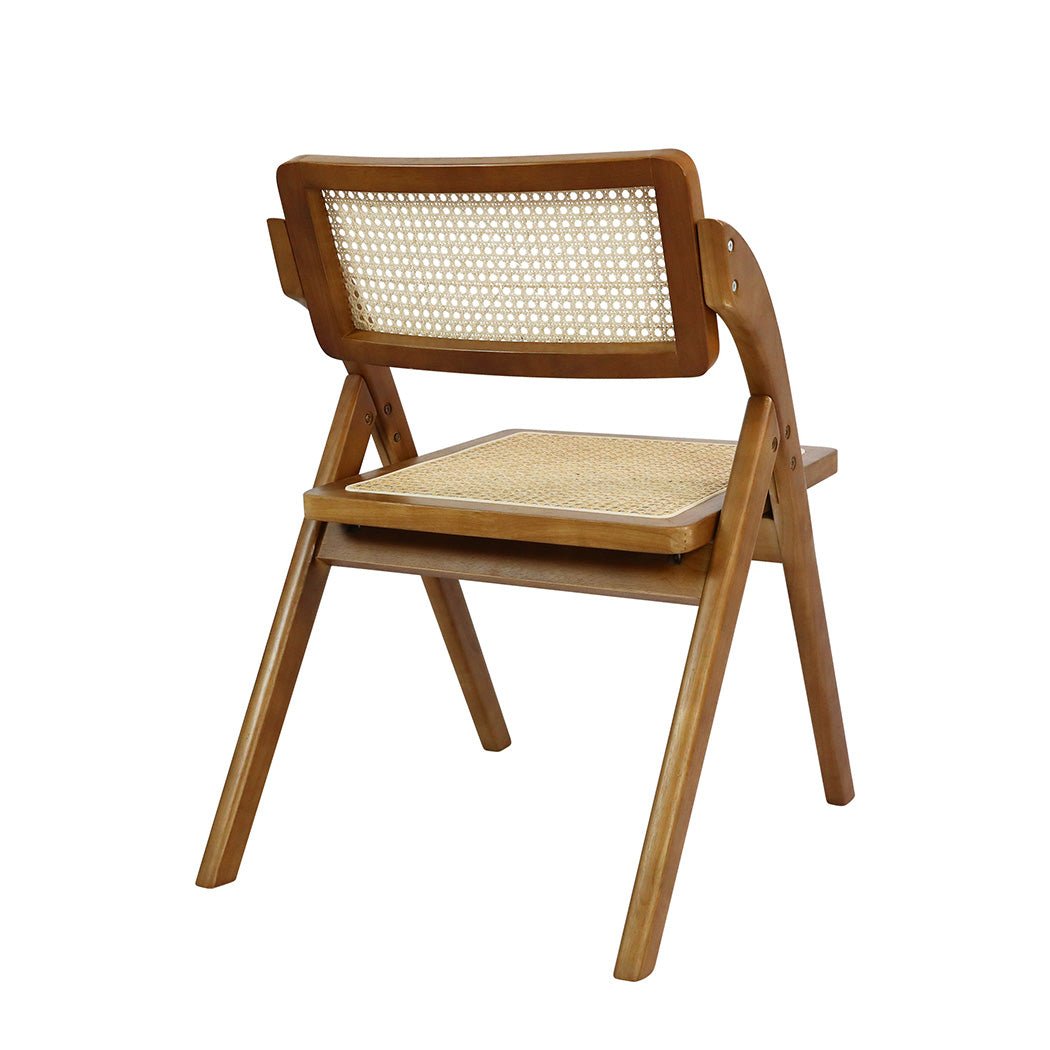 4X Foldable Rattan Dining Chairs with Rubber Wood Frame - Walnut - Rivercity House & Home Co. (ABN 18 642 972 209) - Affordable Modern Furniture Australia