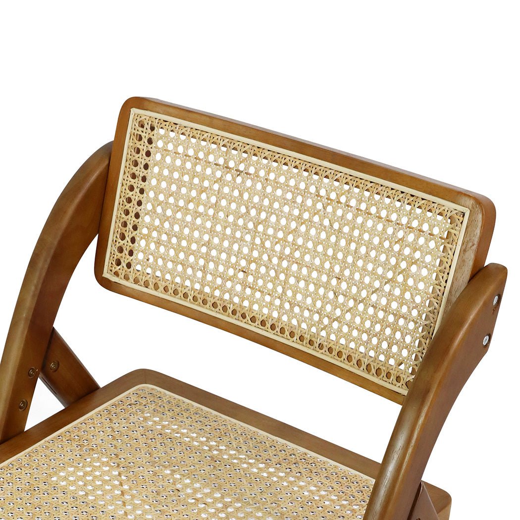 4X Foldable Rattan Dining Chairs with Rubber Wood Frame - Walnut - Rivercity House & Home Co. (ABN 18 642 972 209) - Affordable Modern Furniture Australia