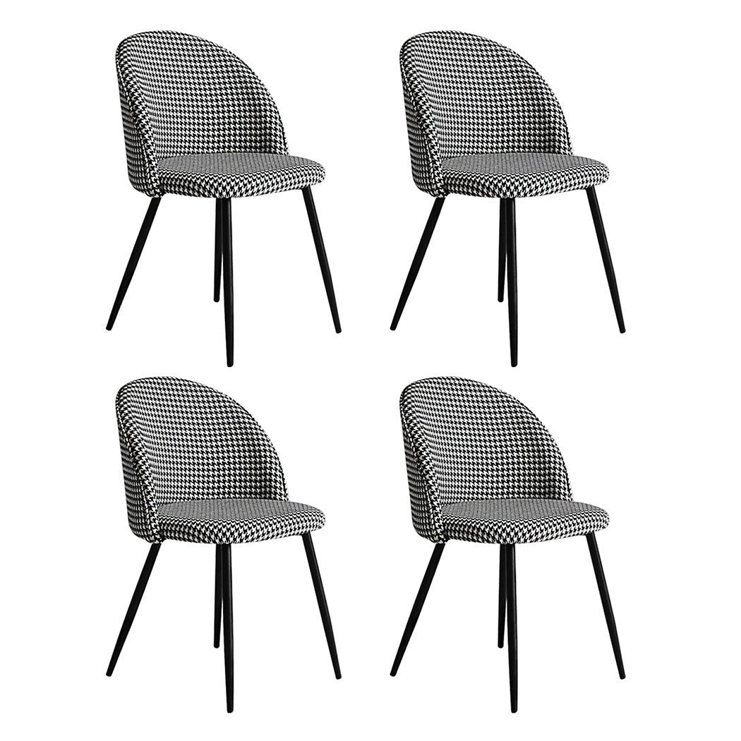 4x French Provincial Dining Chairs with Velvet Houndstooth Upholstery - Black & White - Rivercity House & Home Co. (ABN 18 642 972 209) - Affordable Modern Furniture Australia