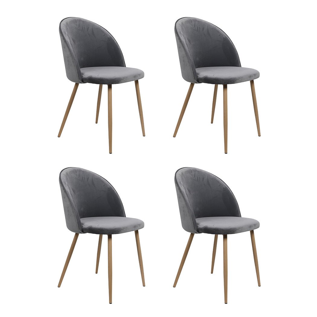4x French Provincial Dining Chairs with Velvet Seat - Grey - Rivercity House & Home Co. (ABN 18 642 972 209) - Affordable Modern Furniture Australia