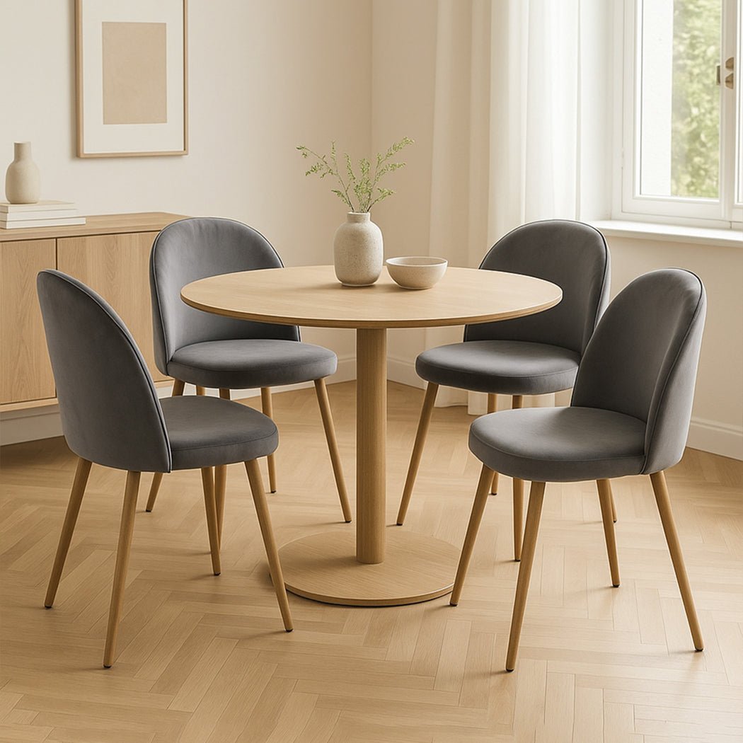 4x French Provincial Dining Chairs with Velvet Seat - Grey - Rivercity House & Home Co. (ABN 18 642 972 209) - Affordable Modern Furniture Australia