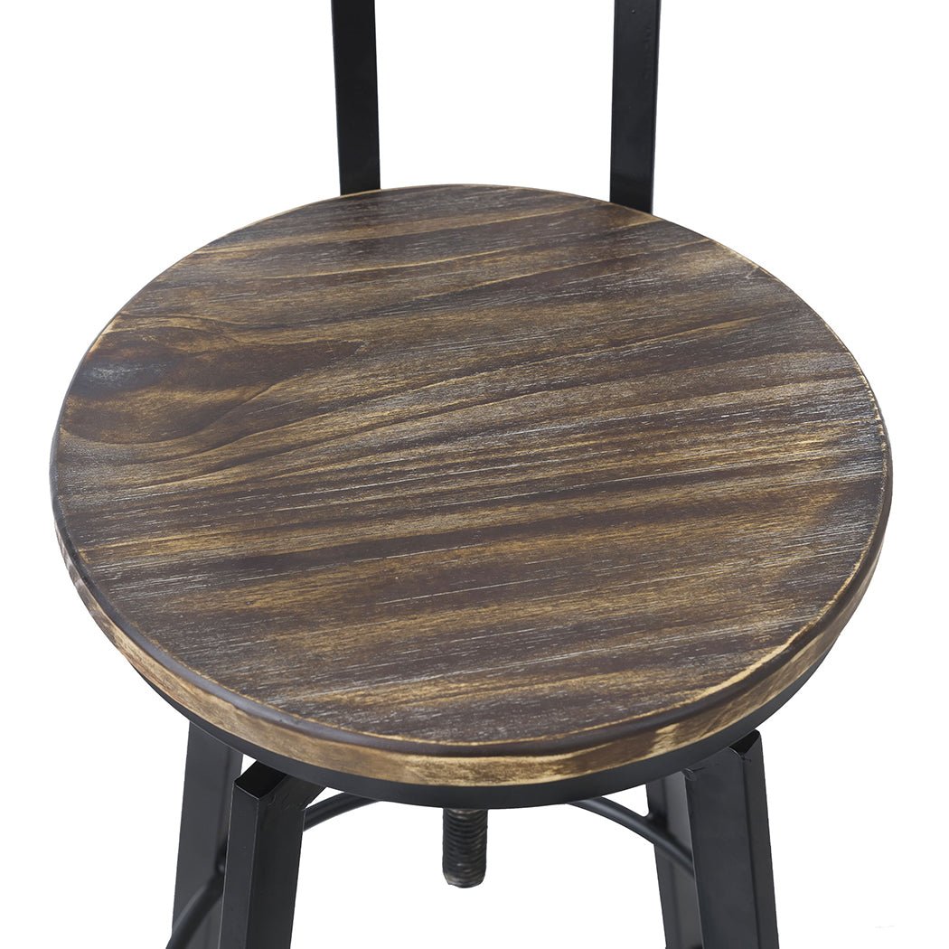 4x Industrial Adjustable Bar Stool with Backrest - Brown - Rivercity House & Home Co. (ABN 18 642 972 209) - Affordable Modern Furniture Australia