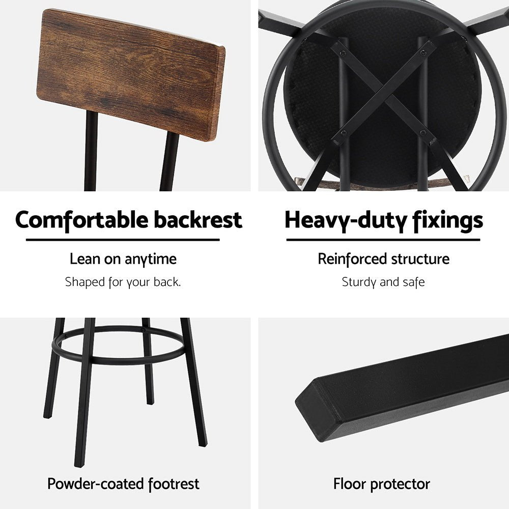 4X Industrial Bar Stools Upholstered Counter Chairs Steel Frame Anti - Scratch - Furniture > Bar Stools & Chairs > Table & Bar Stools - Rivercity House & Home Co. (ABN 18 642 972 209) - Affordable Modern Furniture Australia