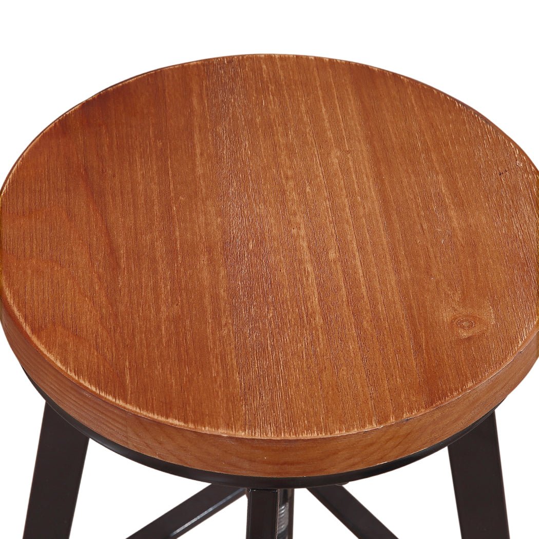4x Industrial Kitchen Bar Stools with Adjustable Height - Metal & Wood Finish - Rivercity House & Home Co. (ABN 18 642 972 209) - Affordable Modern Furniture Australia