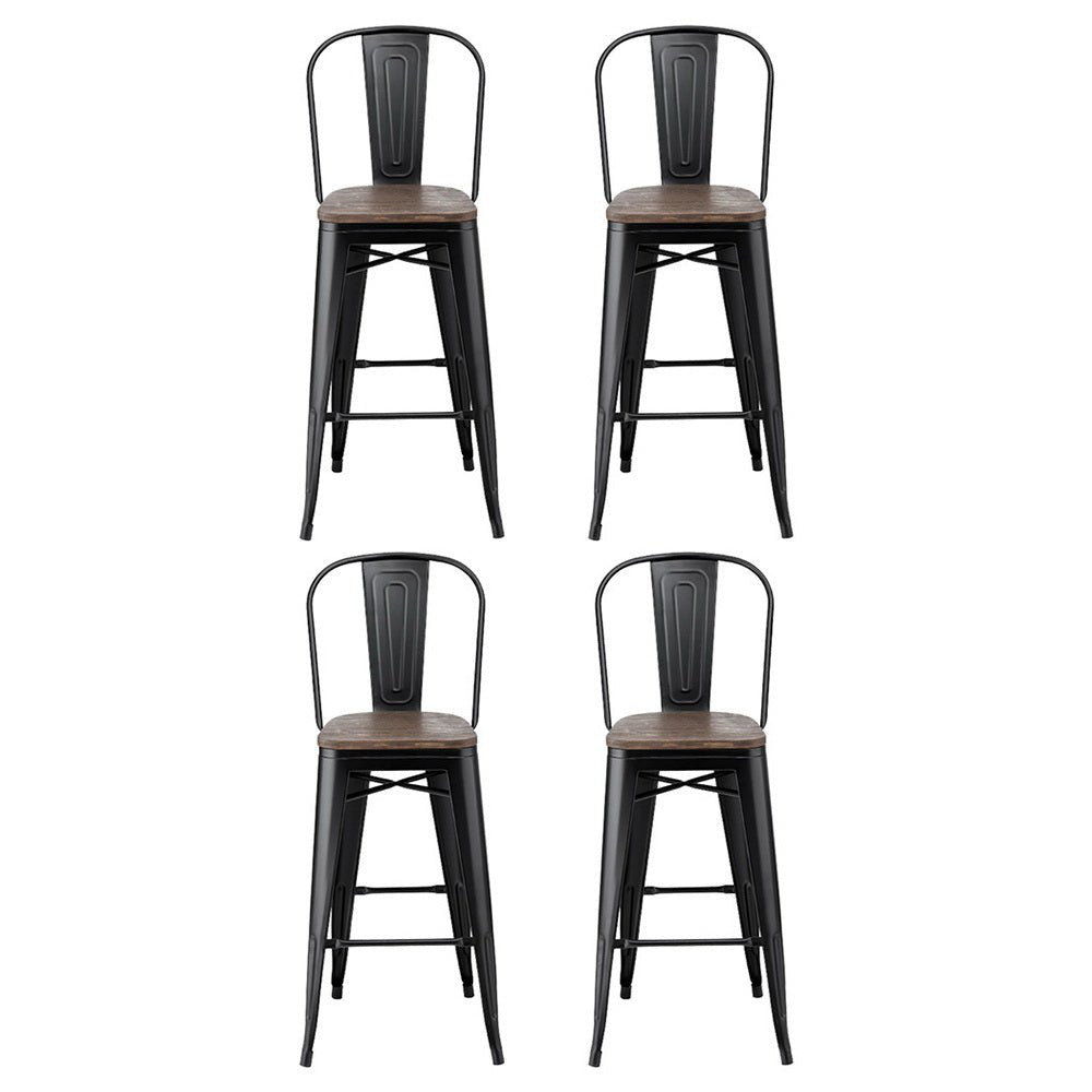 4x Metal Bar Stools Wooden Seat Retro Counter Stool - Furniture > Bar Stools & Chairs > Table & Bar Stools - Rivercity House & Home Co. (ABN 18 642 972 209) - Affordable Modern Furniture Australia