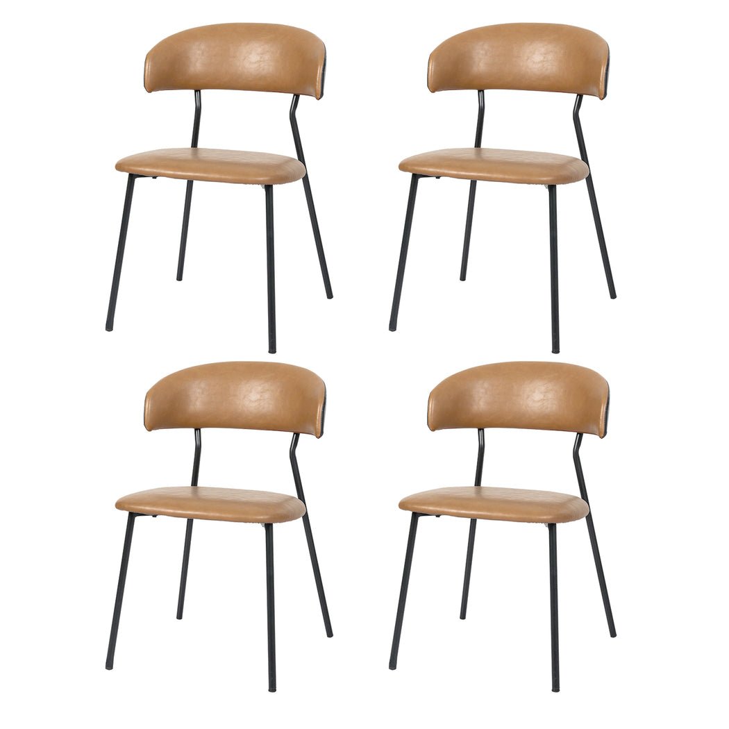 4x PU Leather Dining Chairs with Metal Legs - Brown - Rivercity House & Home Co. (ABN 18 642 972 209) - Affordable Modern Furniture Australia