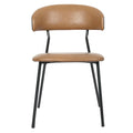 Set of 4 PU Leather Dining Chairs with Metal Legs - Brown