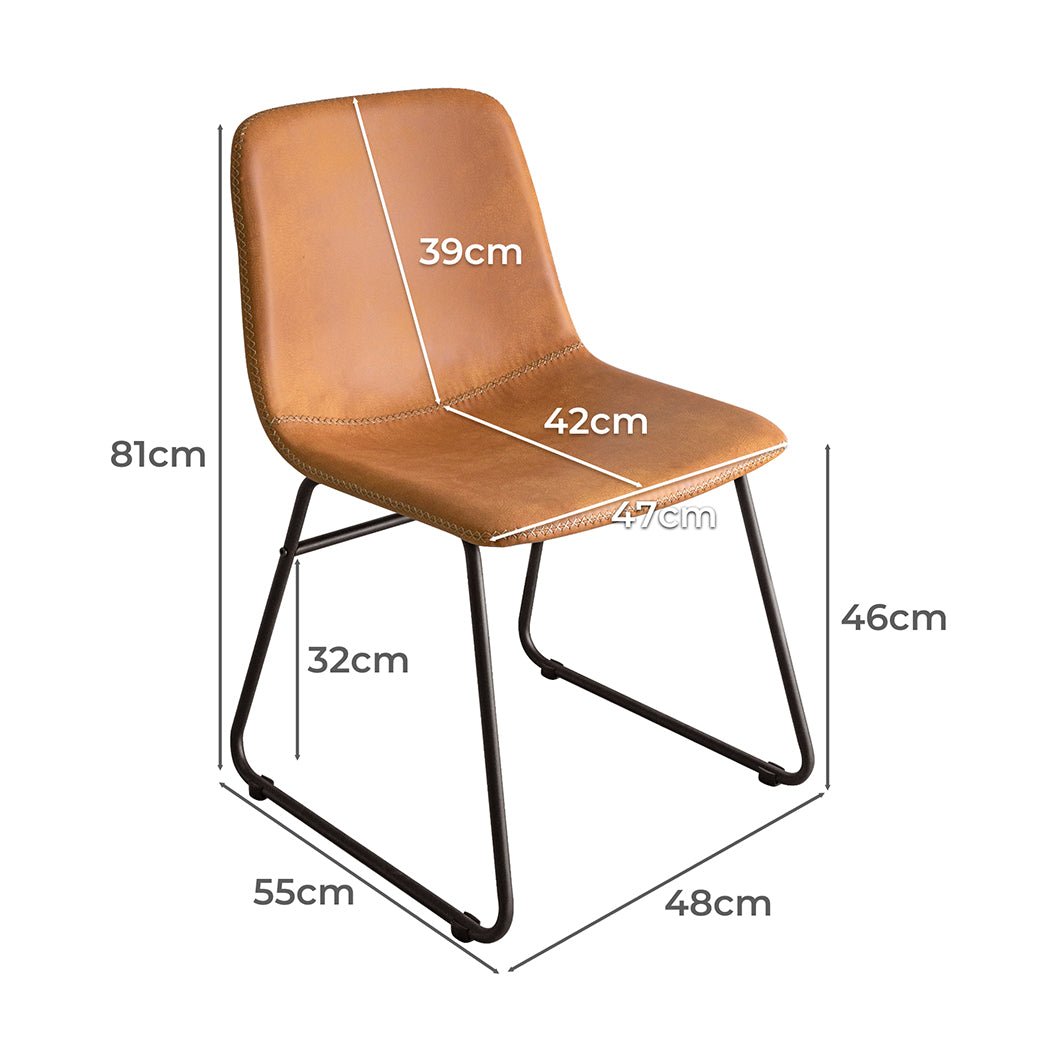 4x PU Leather Dining Chairs with Steel Legs - Brown - Rivercity House & Home Co. (ABN 18 642 972 209) - Affordable Modern Furniture Australia