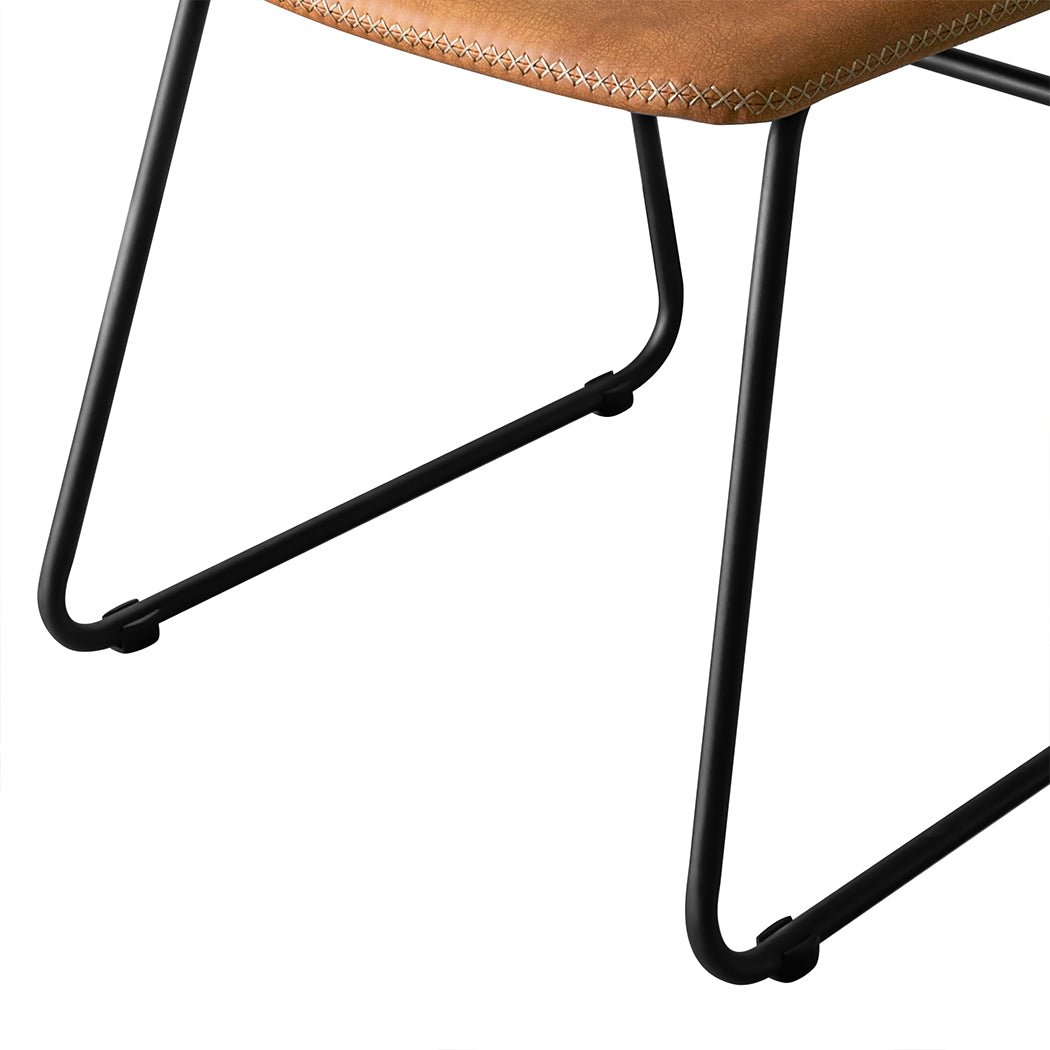 4x PU Leather Dining Chairs with Steel Legs - Brown - Rivercity House & Home Co. (ABN 18 642 972 209) - Affordable Modern Furniture Australia