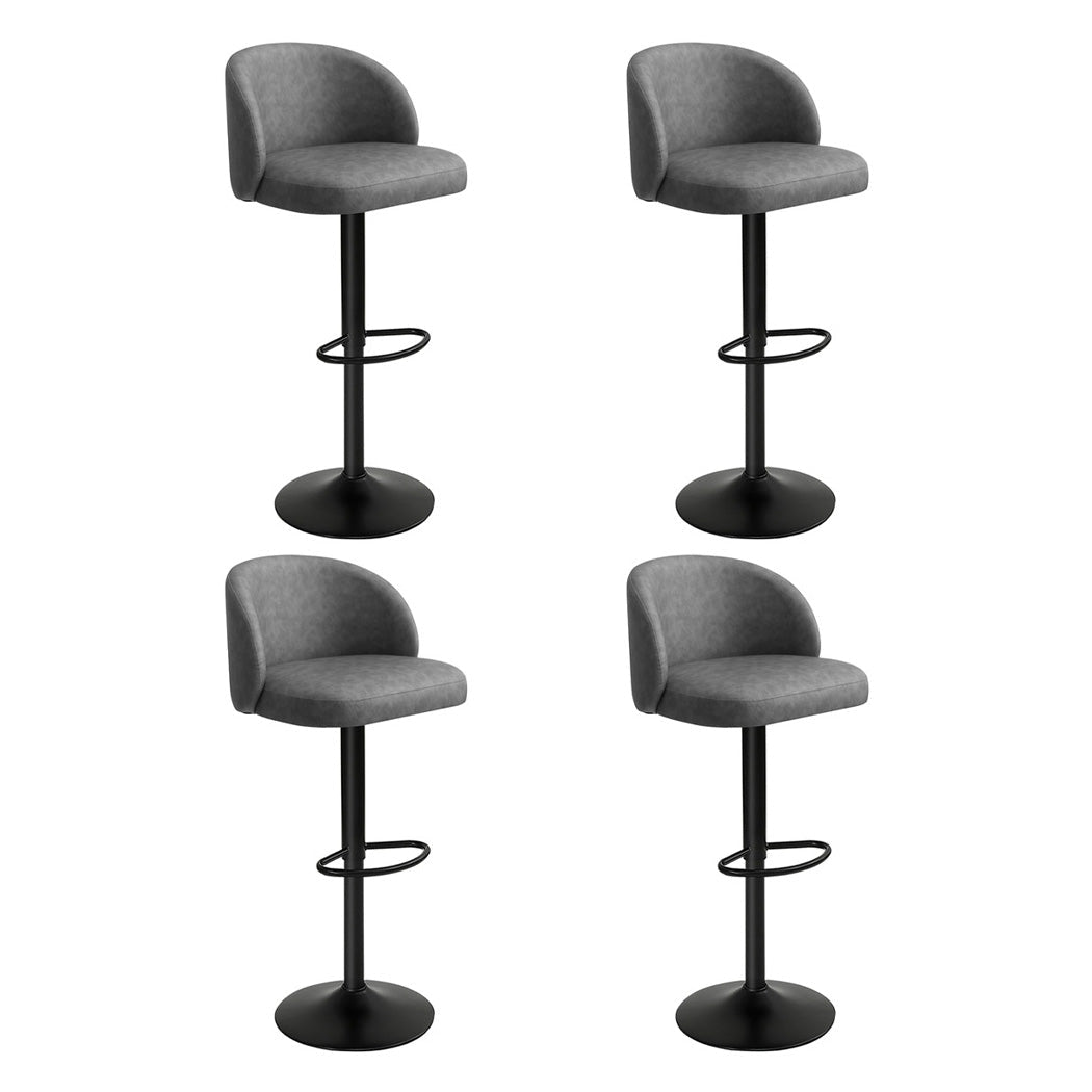 4x PU Leather Swivel Gas Lift Bar Stools with Backrest - Grey - Rivercity House & Home Co. (ABN 18 642 972 209) - Affordable Modern Furniture Australia