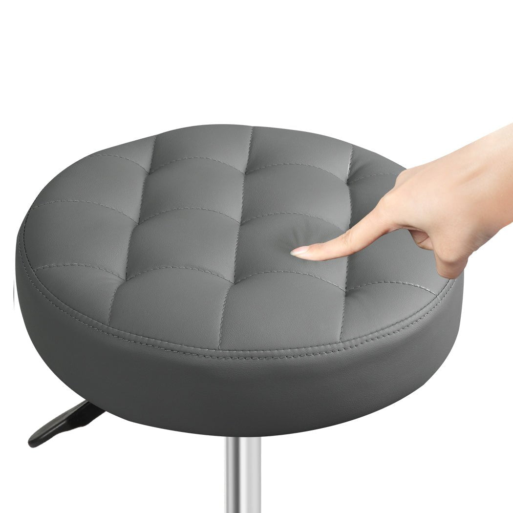 4x Rolling Swivel Bar Stool with PU Leather Seat and Casters - Grey - Rivercity House & Home Co. (ABN 18 642 972 209) - Affordable Modern Furniture Australia