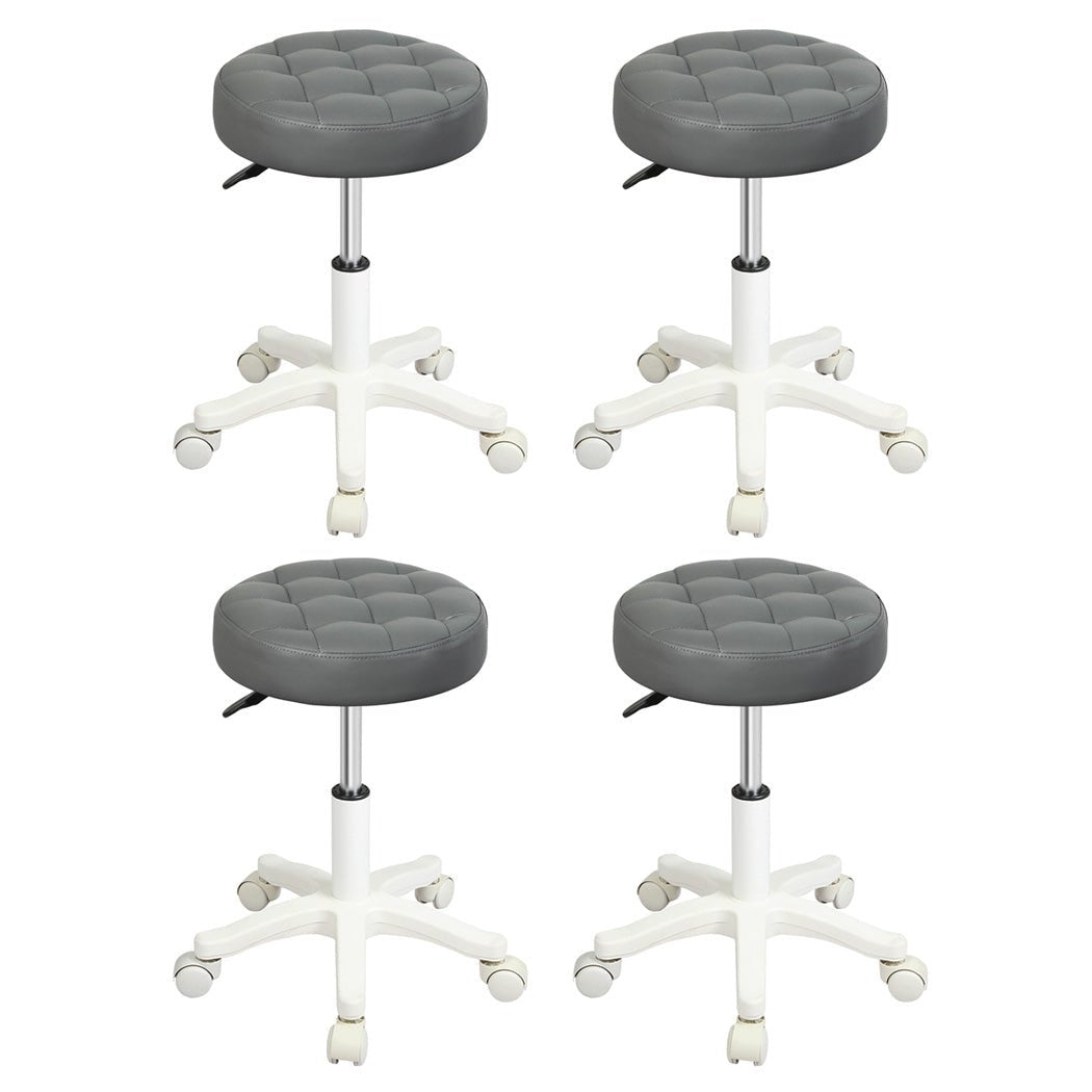 4x Rolling Swivel Bar Stool with PU Leather Seat and Casters - Grey - Rivercity House & Home Co. (ABN 18 642 972 209) - Affordable Modern Furniture Australia