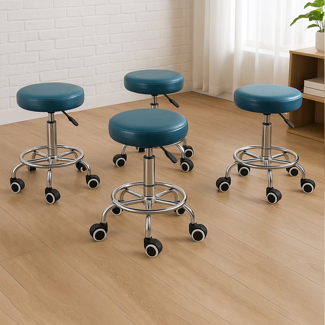 4x Swivel Barstool Salon Hairdressing Stools - Teal - Rivercity House & Home Co. (ABN 18 642 972 209) - Affordable Modern Furniture Australia