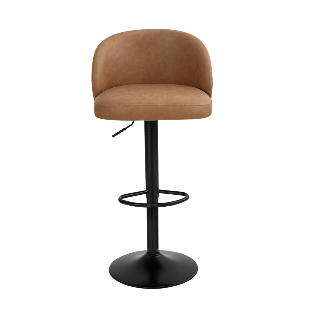 4x Swivel Gas Lift Bar Stools with PU Leather Seat and Backrest - Brown - Rivercity House & Home Co. (ABN 18 642 972 209) - Affordable Modern Furniture Australia
