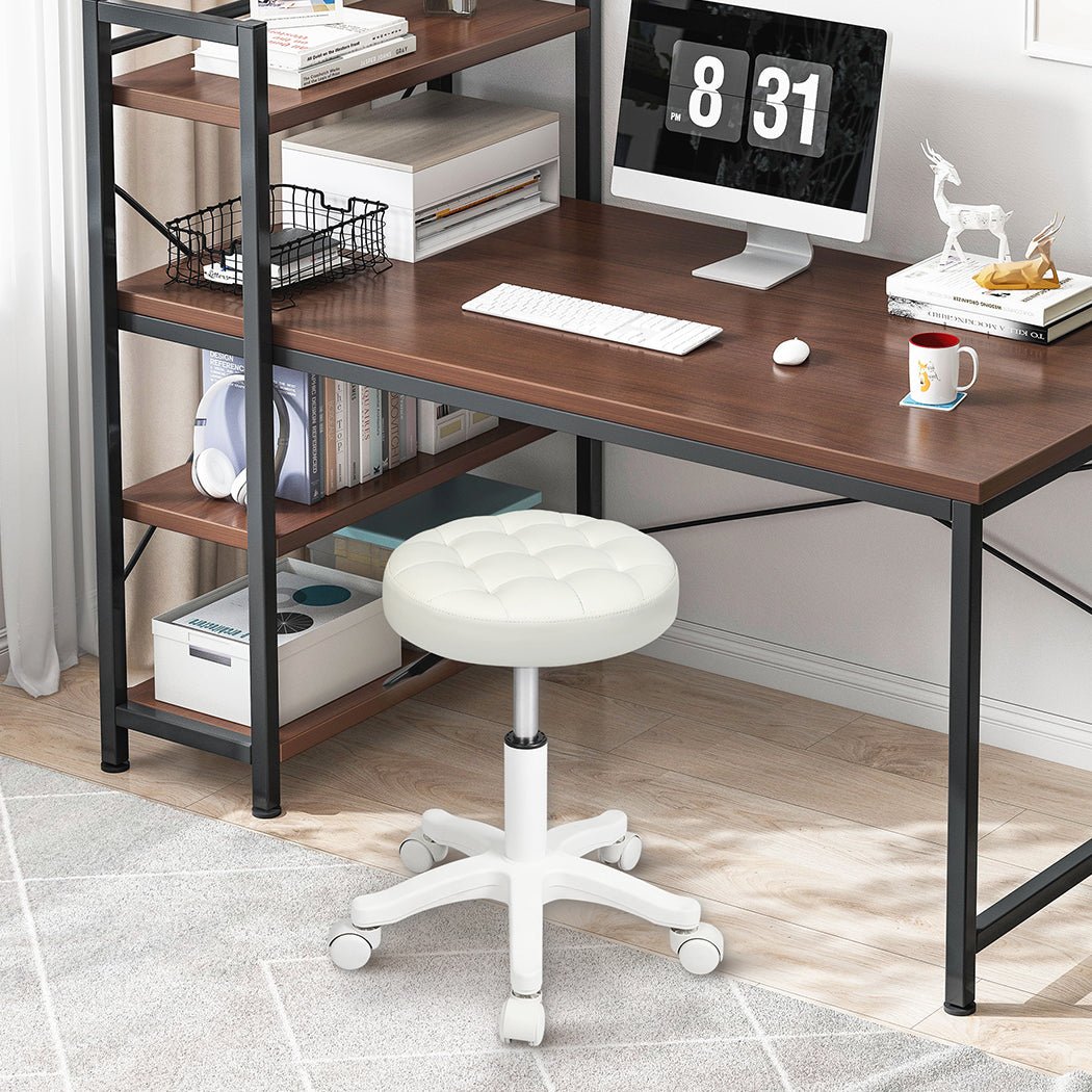4x Swivel Rolling Bar Stool with PU Leather Seat and Casters - Beige - Rivercity House & Home Co. (ABN 18 642 972 209) - Affordable Modern Furniture Australia