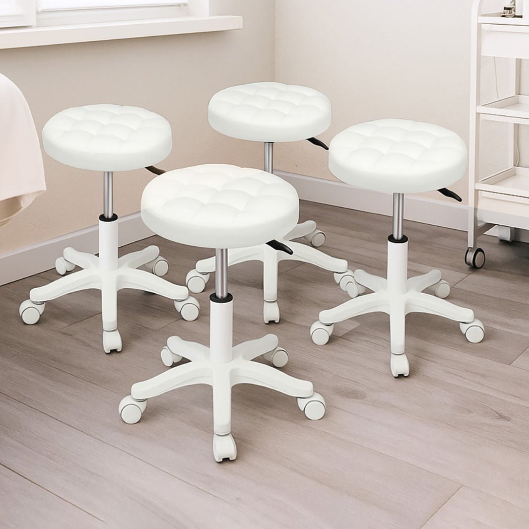 4x Swivel Rolling Bar Stool with PU Leather Seat and Casters - Beige - Rivercity House & Home Co. (ABN 18 642 972 209) - Affordable Modern Furniture Australia