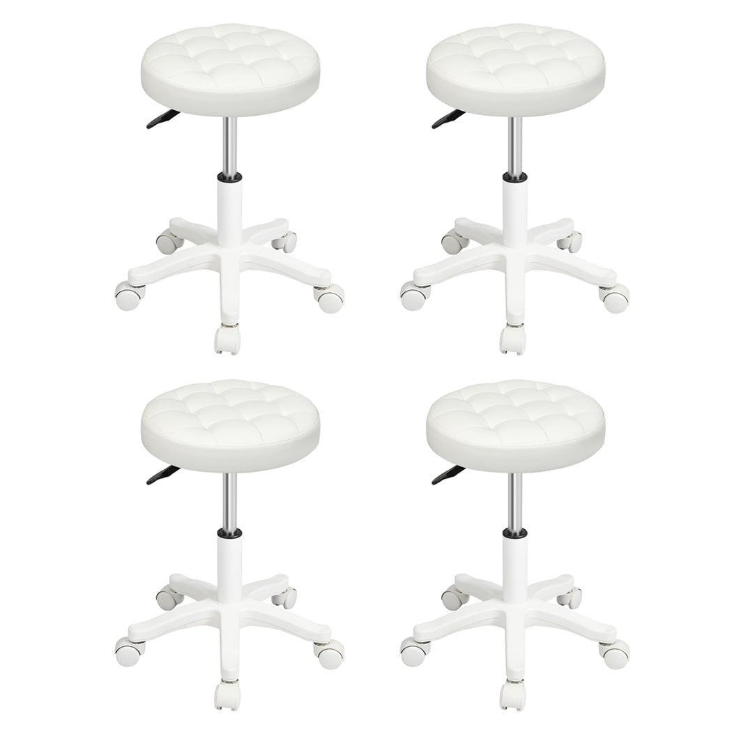 4x Swivel Rolling Bar Stool with PU Leather Seat and Casters - Beige - Rivercity House & Home Co. (ABN 18 642 972 209) - Affordable Modern Furniture Australia