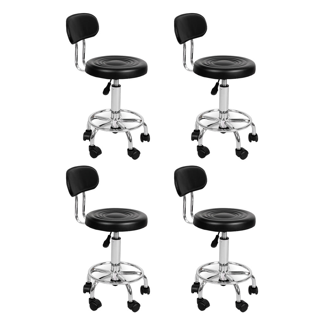4x Swivel Salon Bar Stools with Casters and Footrest - Black - Rivercity House & Home Co. (ABN 18 642 972 209) - Affordable Modern Furniture Australia