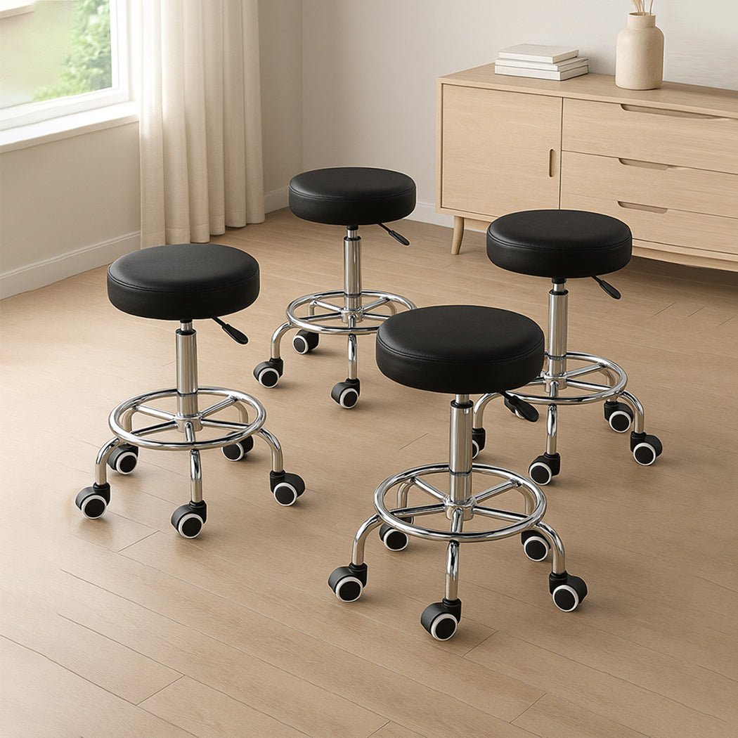 4x Swivel Salon Barstools with Adjustable Height and Chrome Base - Assorted Colors - Rivercity House & Home Co. (ABN 18 642 972 209) - Affordable Modern Furniture Australia