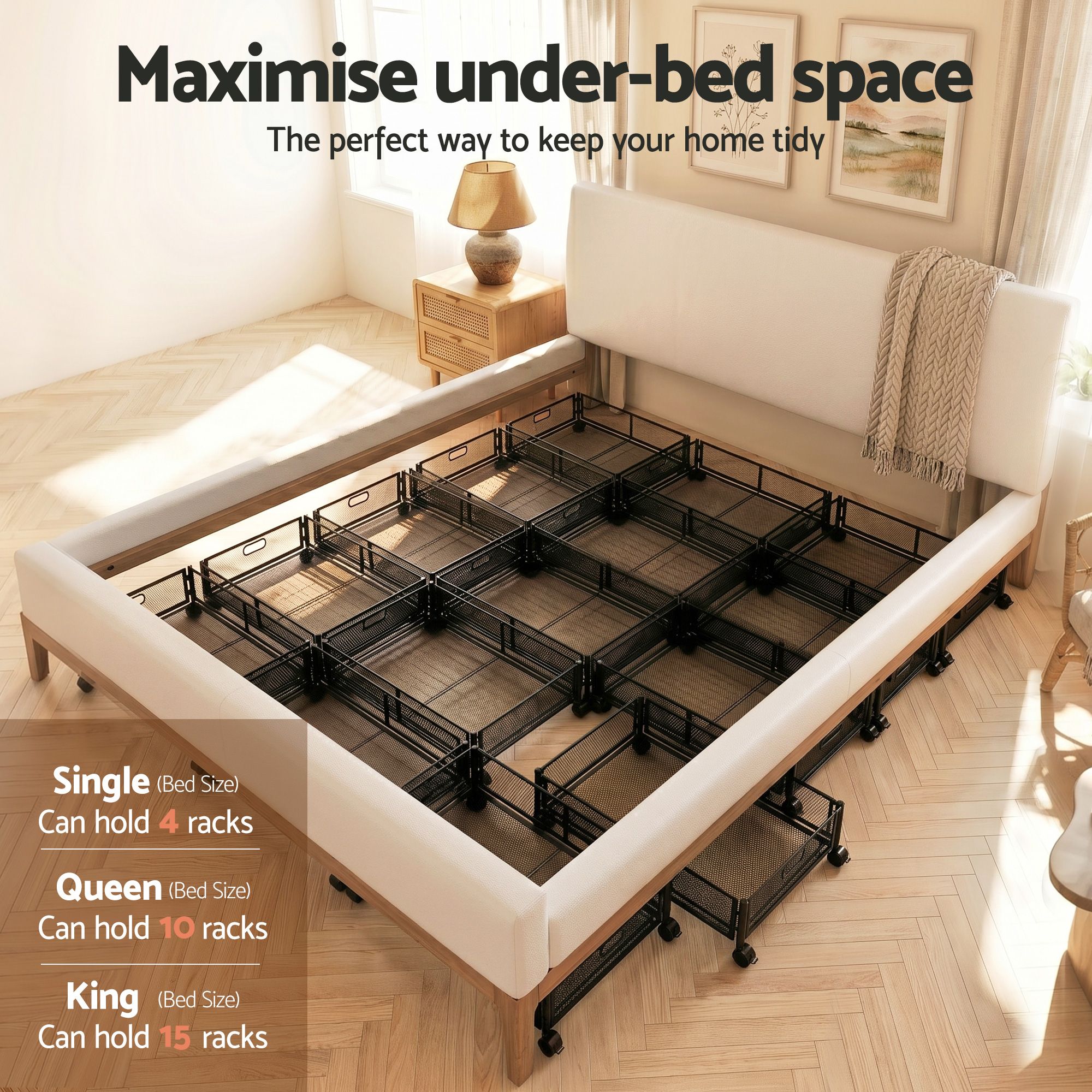 4X Under Bed Storage Containers Metal Boxes Quilt Organiser with Wheels - Home & Garden > Storage > Storage Boxes - Rivercity House & Home Co. (ABN 18 642 972 209) - Affordable Modern Furniture Australia