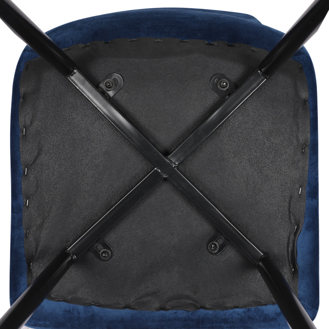 4x Velvet Dining Chairs with Steel Legs - Blue - Rivercity House & Home Co. (ABN 18 642 972 209) - Affordable Modern Furniture Australia