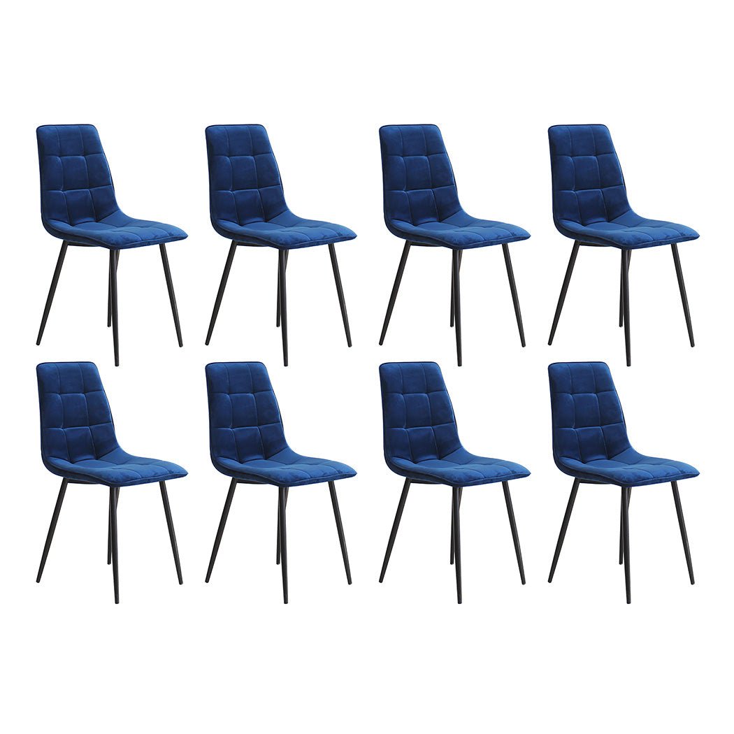 4x Velvet Dining Chairs with Steel Legs - Blue - Rivercity House & Home Co. (ABN 18 642 972 209) - Affordable Modern Furniture Australia