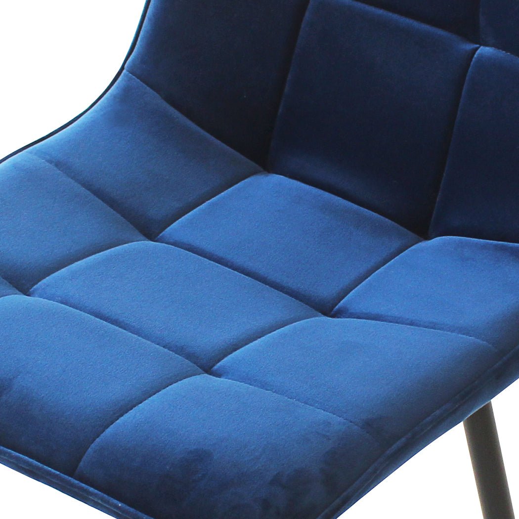 4x Velvet Dining Chairs with Steel Legs - Blue - Rivercity House & Home Co. (ABN 18 642 972 209) - Affordable Modern Furniture Australia