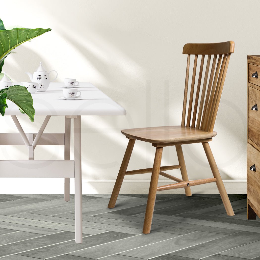 4x Windsor Dining Chairs Solid Oak Kitchen - Oak - Rivercity House & Home Co. (ABN 18 642 972 209) - Affordable Modern Furniture Australia