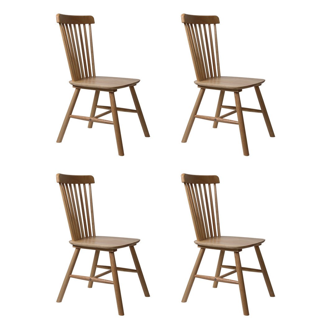 4x Windsor Dining Chairs Solid Oak Kitchen - Oak - Rivercity House & Home Co. (ABN 18 642 972 209) - Affordable Modern Furniture Australia