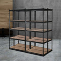 Set of 41.5M Adjustable Garage Pallet Storage Shelving Rack - Black