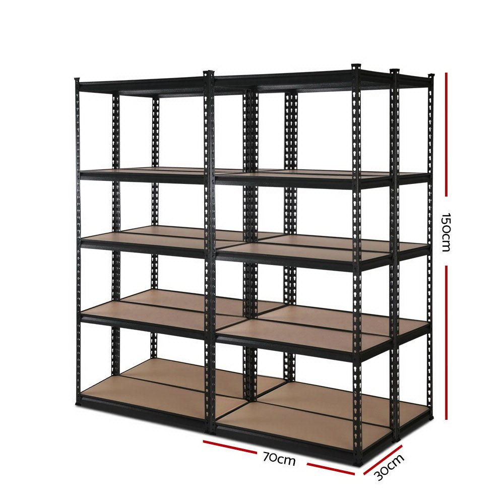 4x1.5M Garage Shelving Warehouse Rack Pallet Racking Storage Shelve Black - Tools > Tools Storage > Wall Storage Racks - Rivercity House & Home Co. (ABN 18 642 972 209) - Affordable Modern Furniture Australia