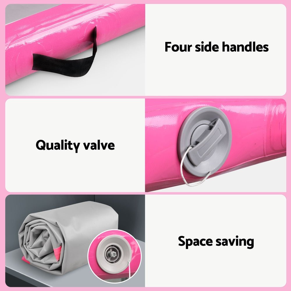 4x1m Inflatable Air Track Tumbling Mat with Pump - Pink & Grey - Sports & Fitness > Exercise, Gym & Fitness > Gymnastics - Rivercity House & Home Co. (ABN 18 642 972 209) - Affordable Modern Furniture Australia