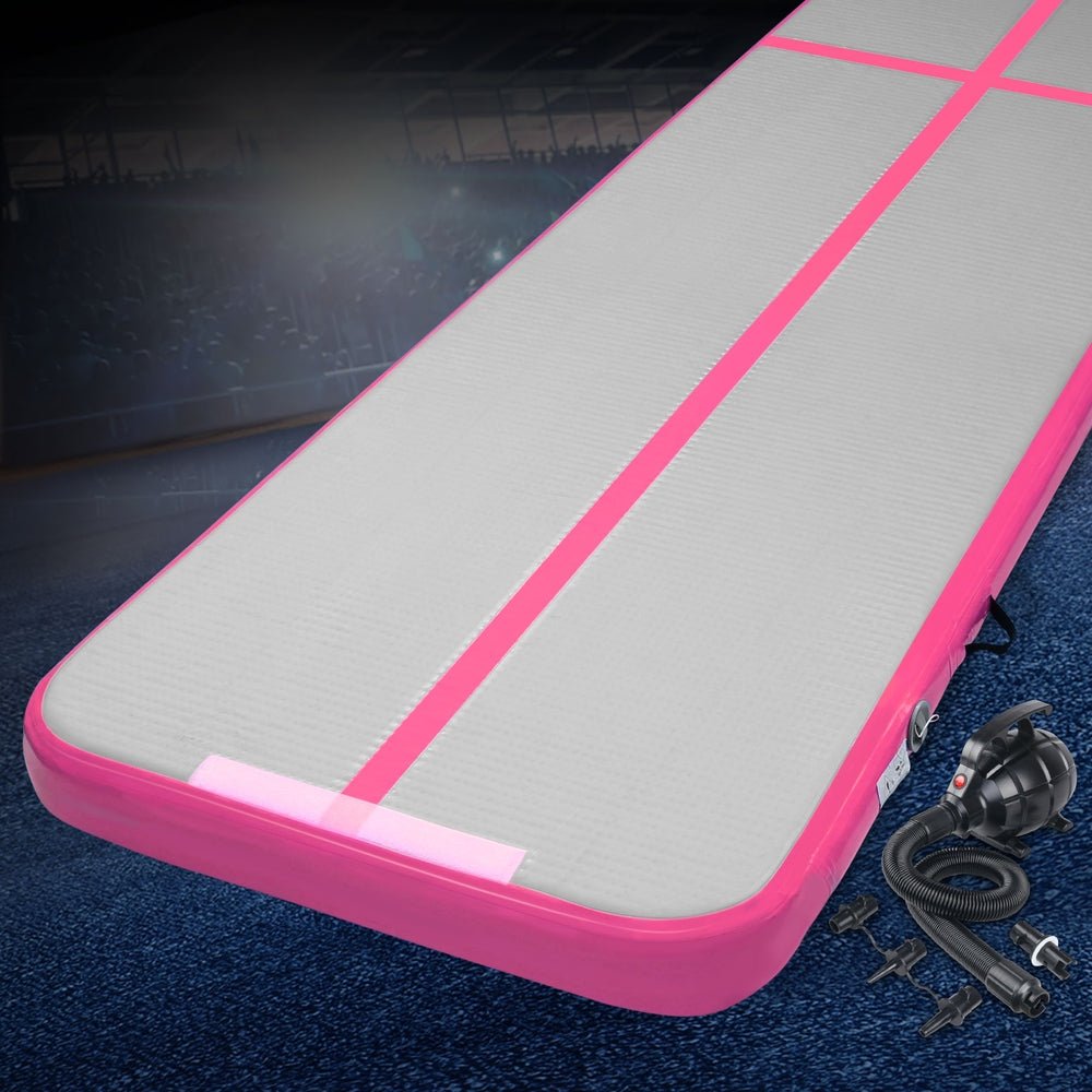 4x1m Inflatable Air Track Tumbling Mat with Pump - Pink & Grey - Sports & Fitness > Exercise, Gym & Fitness > Gymnastics - Rivercity House & Home Co. (ABN 18 642 972 209) - Affordable Modern Furniture Australia