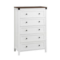 5-Drawer Tallboy Chest with Metal Handles - White & Walnut