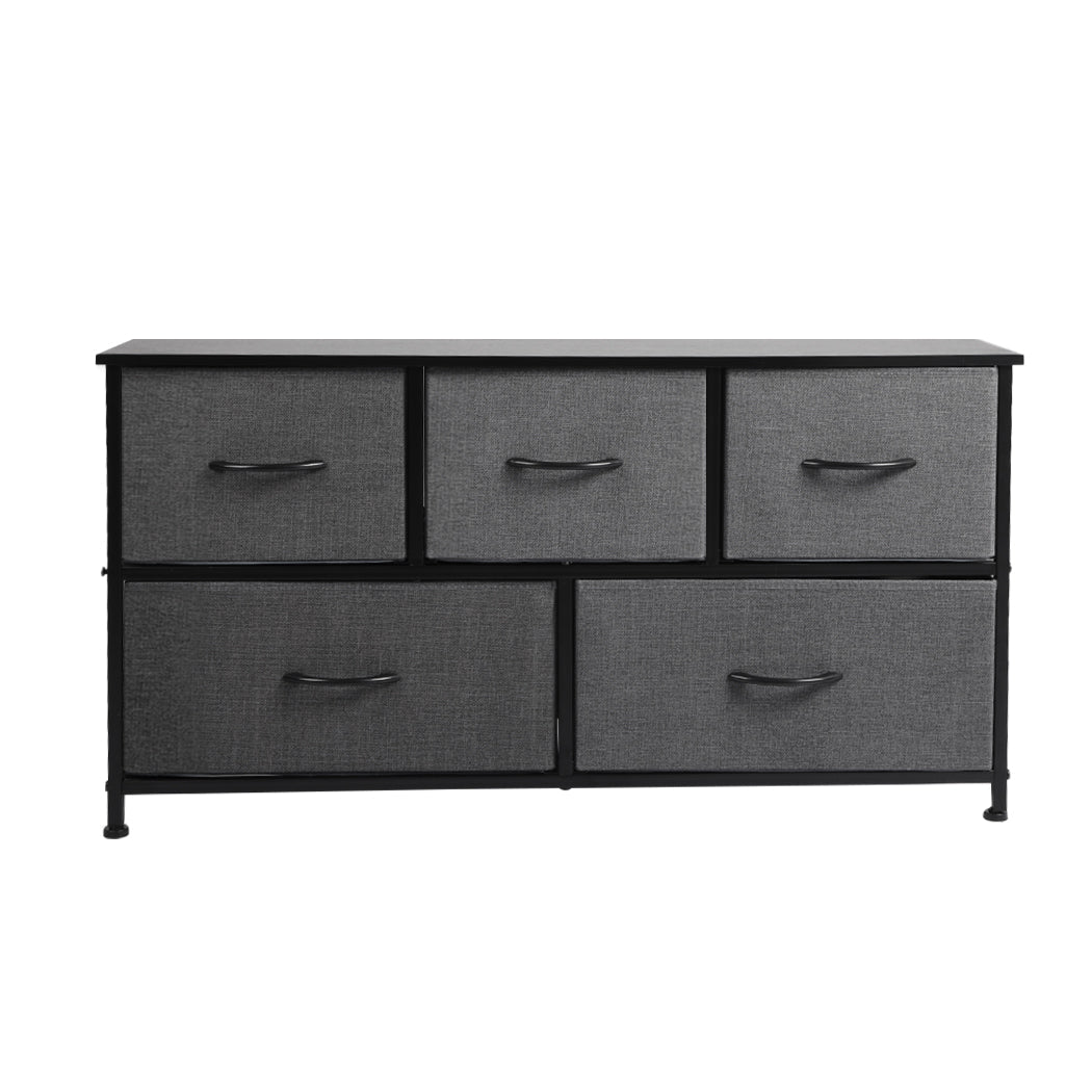 5 - Drawer Chest of Drawers Storage Cabinet - Dark Grey - Rivercity House & Home Co. (ABN 18 642 972 209) - Affordable Modern Furniture Australia