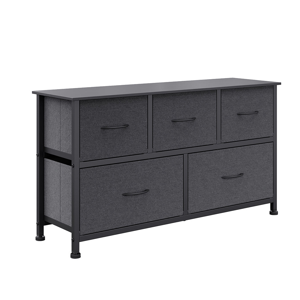 5 - Drawer Chest of Drawers Storage Cabinet - Dark Grey - Rivercity House & Home Co. (ABN 18 642 972 209) - Affordable Modern Furniture Australia