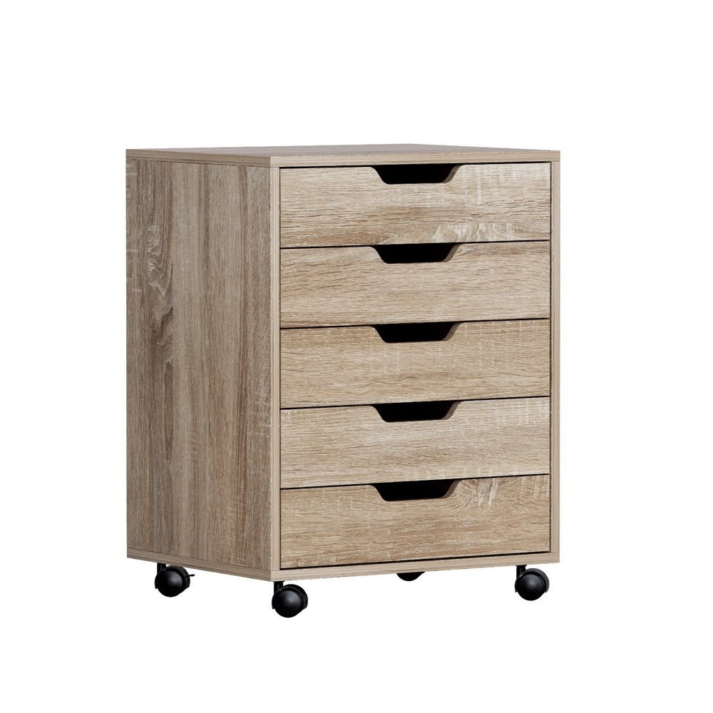 5 - Drawer Filing Cabinet Mobile Rolling Storage Cabinet Chest of Drawers Stand Scratch Beige - Furniture > Office > Storage Cabinets - Rivercity House & Home Co. (ABN 18 642 972 209) - Affordable Modern Furniture Australia