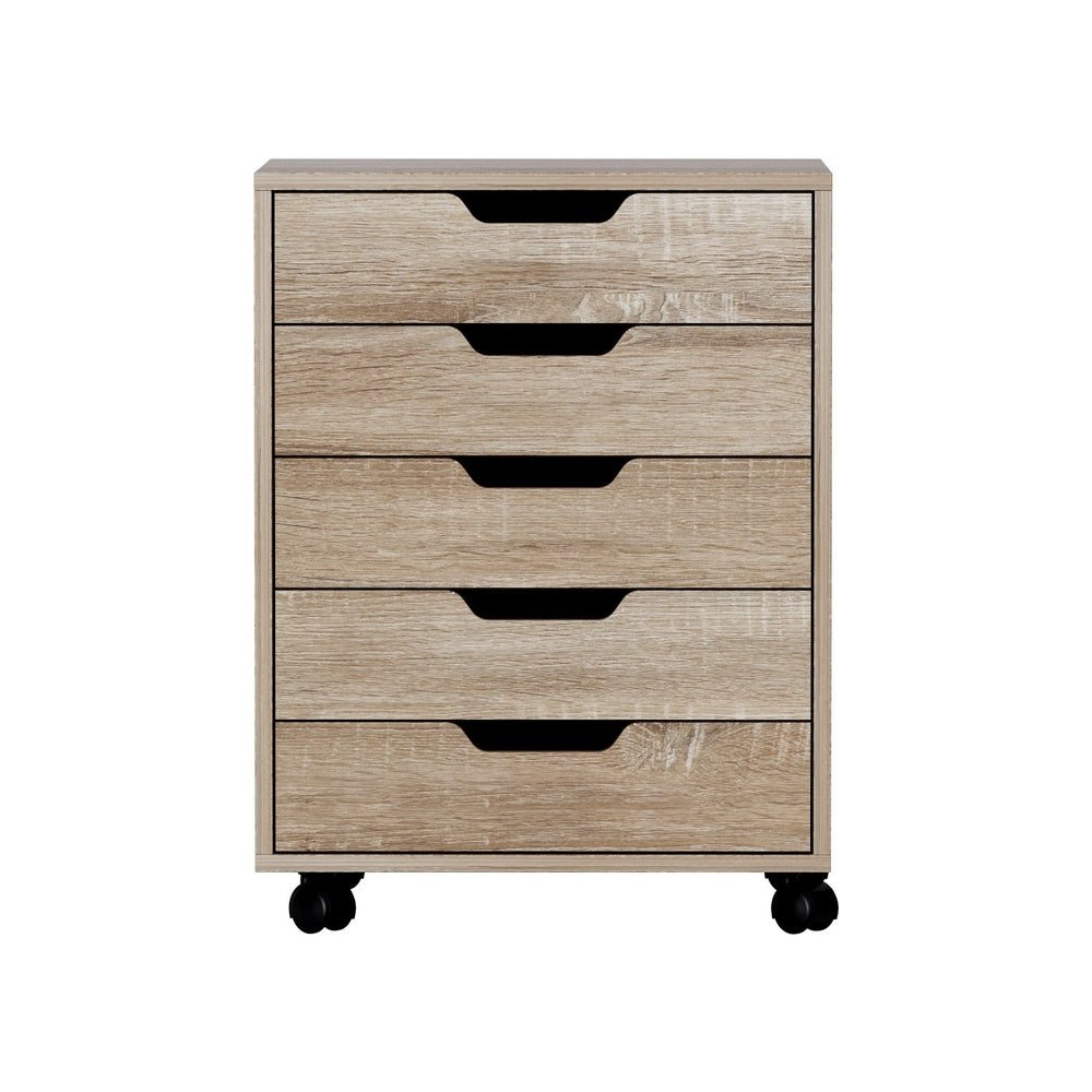 5 - Drawer Filing Cabinet Mobile Rolling Storage Cabinet Chest of Drawers Stand Scratch Beige - Furniture > Office > Storage Cabinets - Rivercity House & Home Co. (ABN 18 642 972 209) - Affordable Modern Furniture Australia
