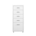 5 Drawer Steel Office Filing Cabinet with Wheels and Label Holders - White