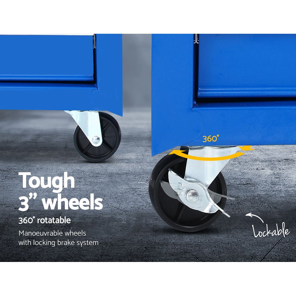 5 Drawer Tool Box Cabinet Chest Trolley Box Garage Storage Toolbox Blue - Tools > Tools Storage > Tool Cabinets - Rivercity House & Home Co. (ABN 18 642 972 209) - Affordable Modern Furniture Australia