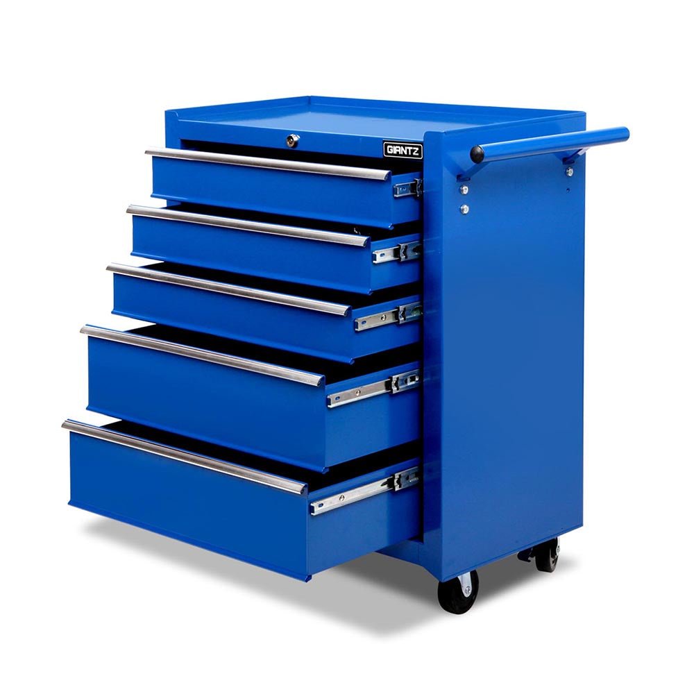 5 Drawer Tool Box Cabinet Chest Trolley Box Garage Storage Toolbox Blue - Tools > Tools Storage > Tool Cabinets - Rivercity House & Home Co. (ABN 18 642 972 209) - Affordable Modern Furniture Australia
