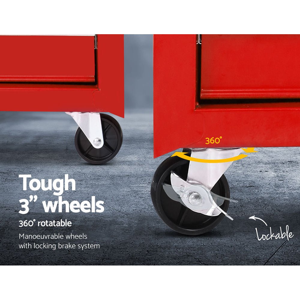 5 Drawer Tool Box Cabinet Chest Trolley Box Garage Storage Toolbox Red - Tools > Tools Storage > Tool Cabinets - Rivercity House & Home Co. (ABN 18 642 972 209) - Affordable Modern Furniture Australia