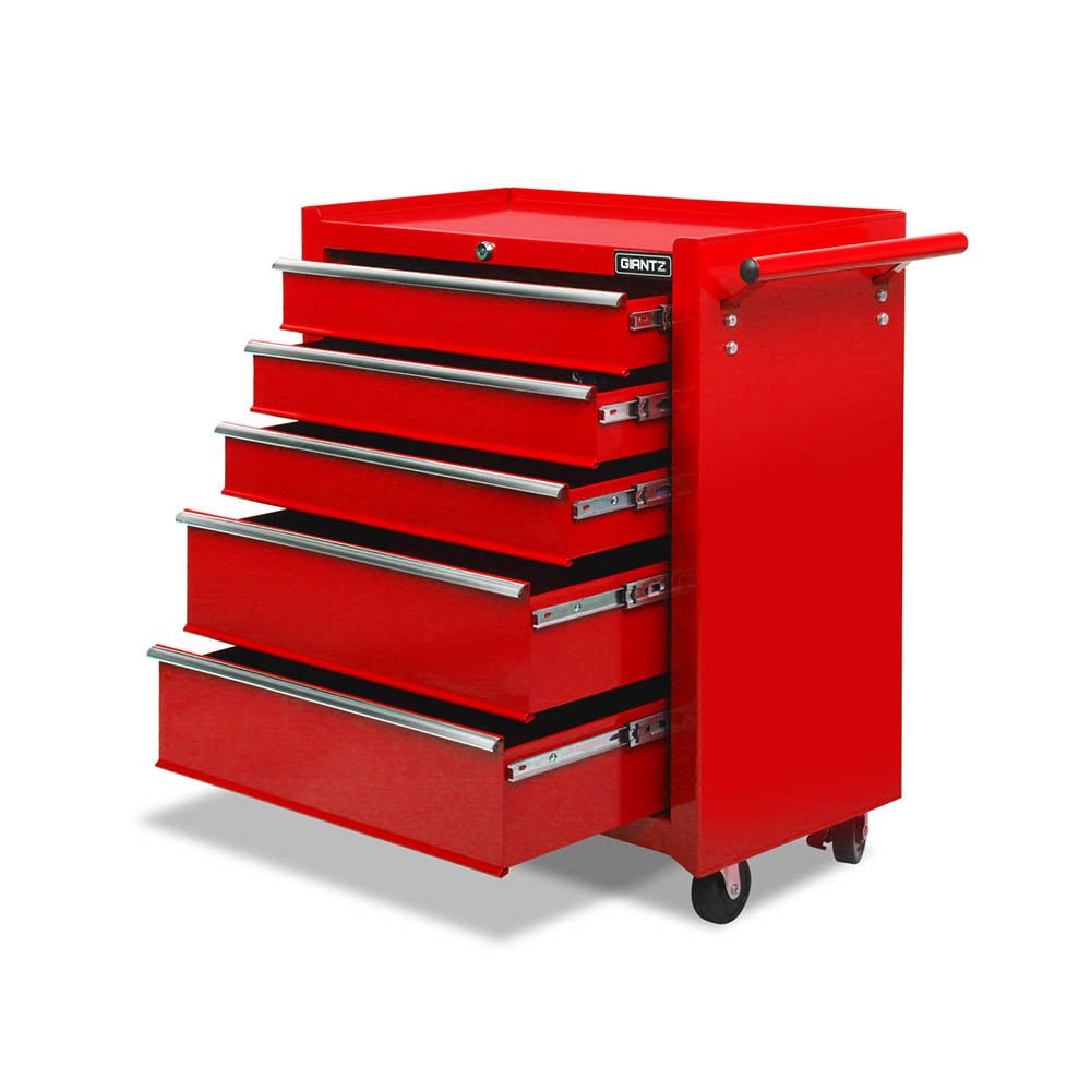 5 Drawer Tool Box Cabinet Chest Trolley Box Garage Storage Toolbox Red - Tools > Tools Storage > Tool Cabinets - Rivercity House & Home Co. (ABN 18 642 972 209) - Affordable Modern Furniture Australia