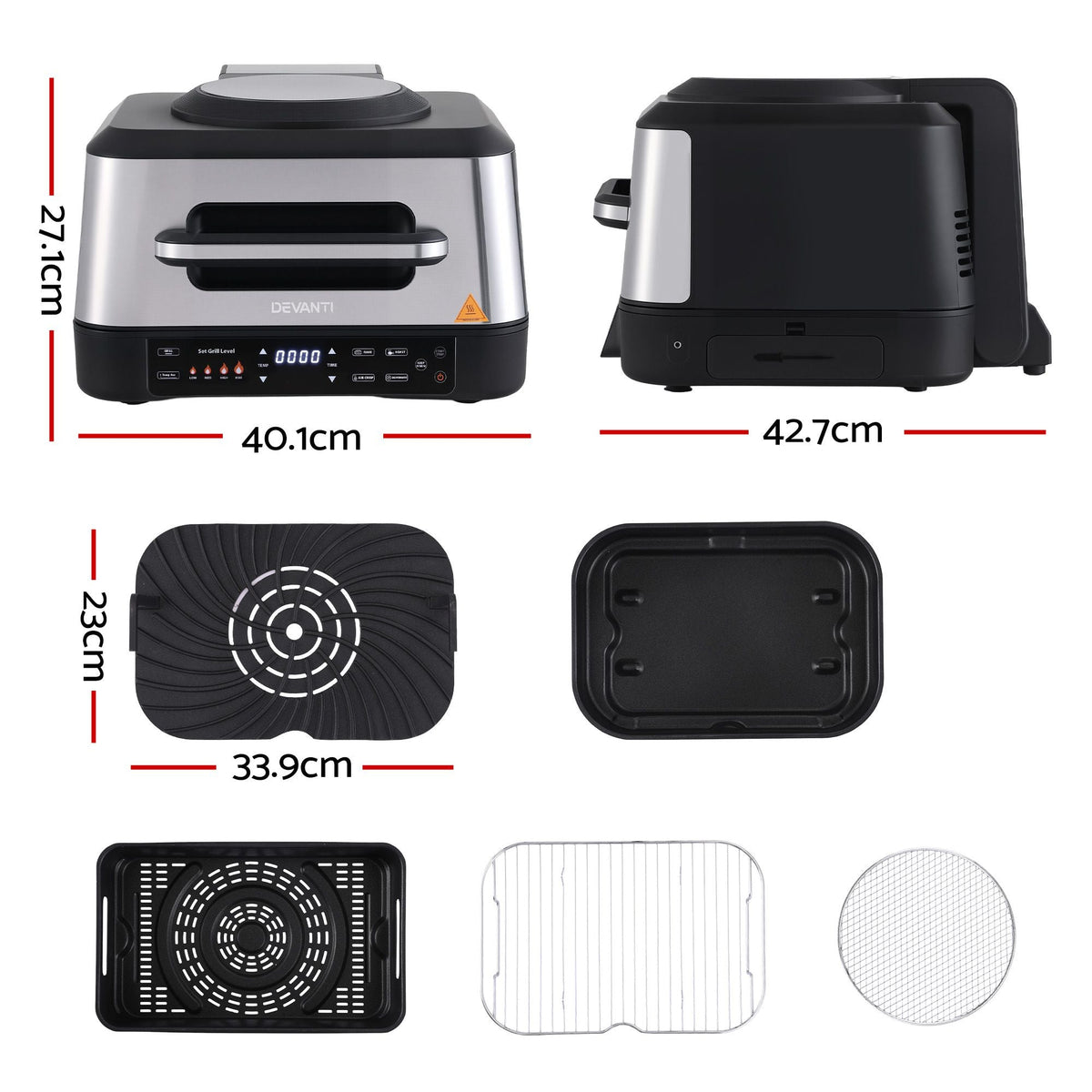 5-in-1 Electric BBQ Grill and Air Fryer with 8L Capacity and Smart Thermometer, 2200W - Appliances > Kitchen Appliances > Air Fryers - Rivercity House & Home Co. (ABN 18 642 972 209) - Affordable Modern Furniture Australia
