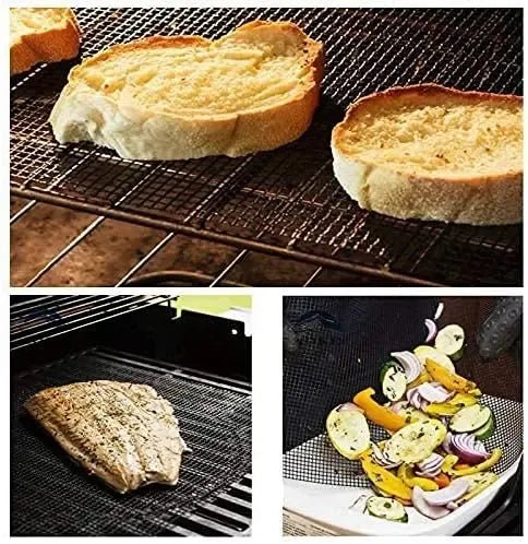 5 Pack Reusable Grill Mesh Mats 40 x 33 cm Non-Stick PTFE Coated Fiberglass for BBQ, Camping and Picnic - Black - Home & Garden > BBQ > BBQs & Accessories - Rivercity House & Home Co. (ABN 18 642 972 209) - Affordable Modern Furniture Australia