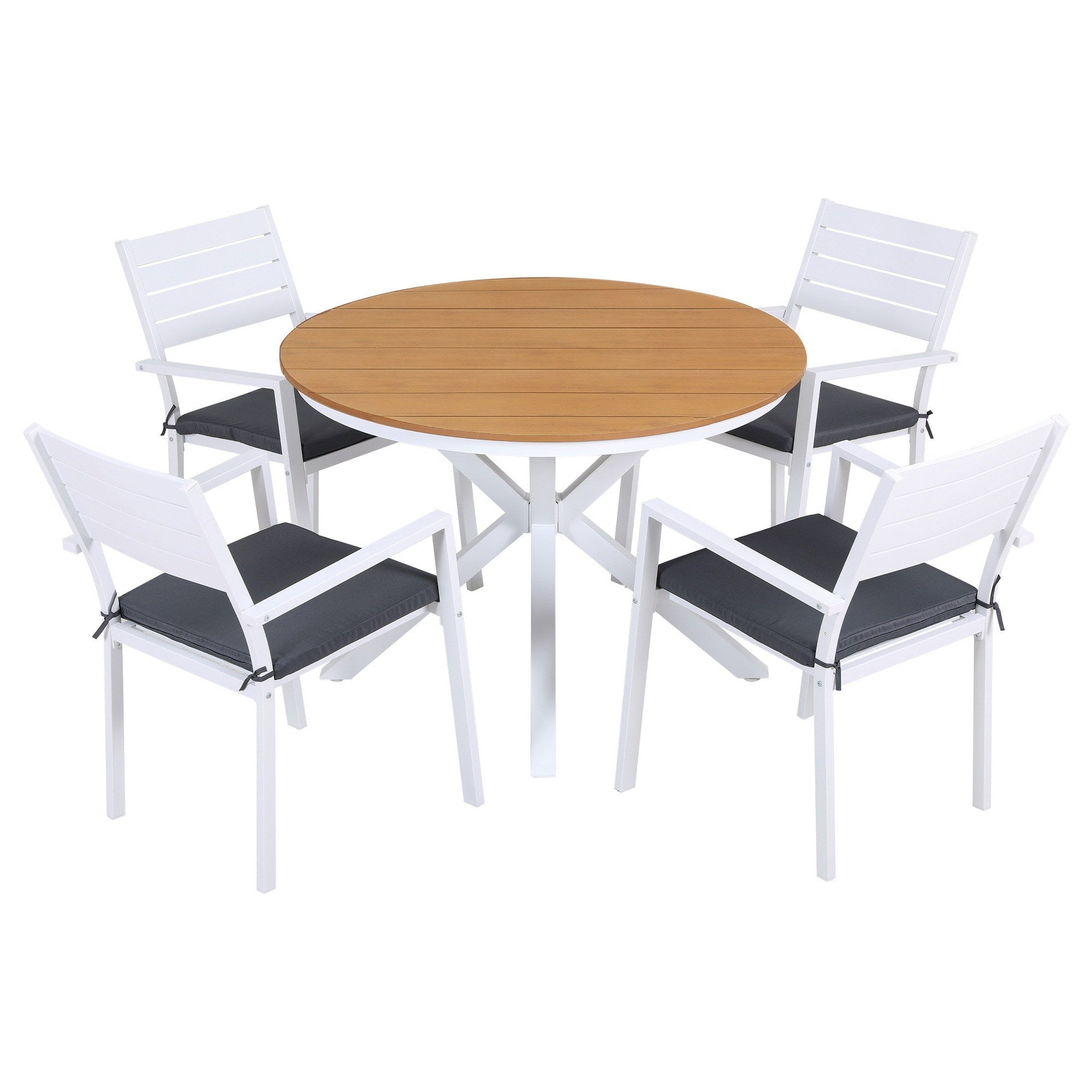 5 - Piece Outdoor Aluminum Dining Set with WPC Tabletop - Natural White - Furniture > Outdoor > Outdoor Dining Sets - Rivercity House & Home Co. (ABN 18 642 972 209) - Affordable Modern Furniture Australia