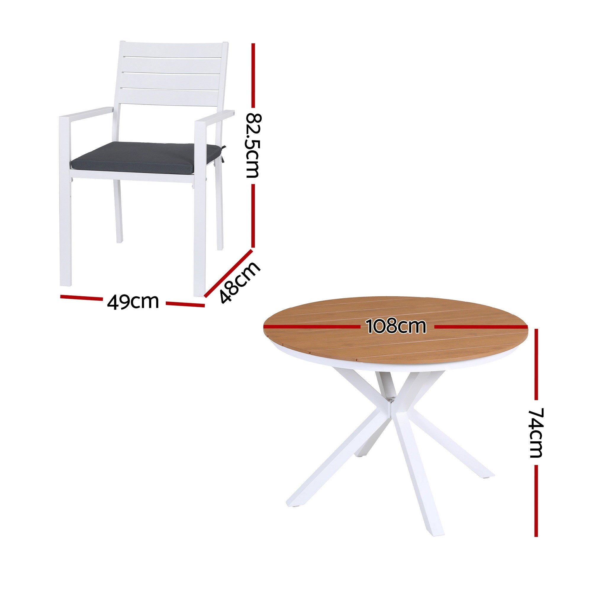 5 - Piece Outdoor Aluminum Dining Set with WPC Tabletop - Natural White - Furniture > Outdoor > Outdoor Dining Sets - Rivercity House & Home Co. (ABN 18 642 972 209) - Affordable Modern Furniture Australia