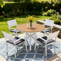 5-Piece Outdoor Aluminum Dining Set with WPC Tabletop - Natural White