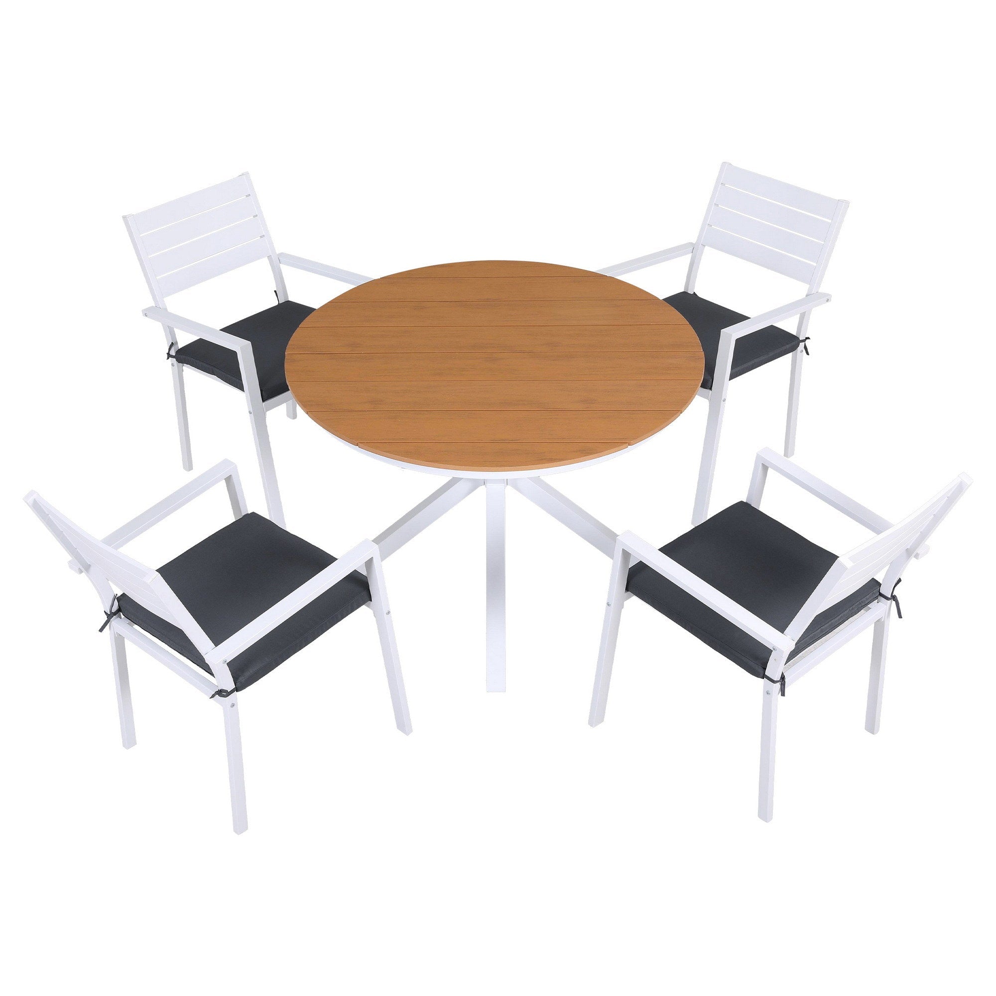 5 - Piece Outdoor Aluminum Dining Set with WPC Tabletop - Natural White - Furniture > Outdoor > Outdoor Dining Sets - Rivercity House & Home Co. (ABN 18 642 972 209) - Affordable Modern Furniture Australia