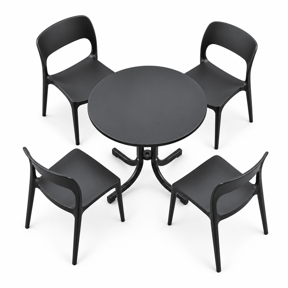 5-Piece Outdoor Dining Set with Foldable Table and Stackable Chairs - Black - Furniture > Outdoor > Outdoor Dining Sets - Rivercity House & Home Co. (ABN 18 642 972 209) - Affordable Modern Furniture Australia